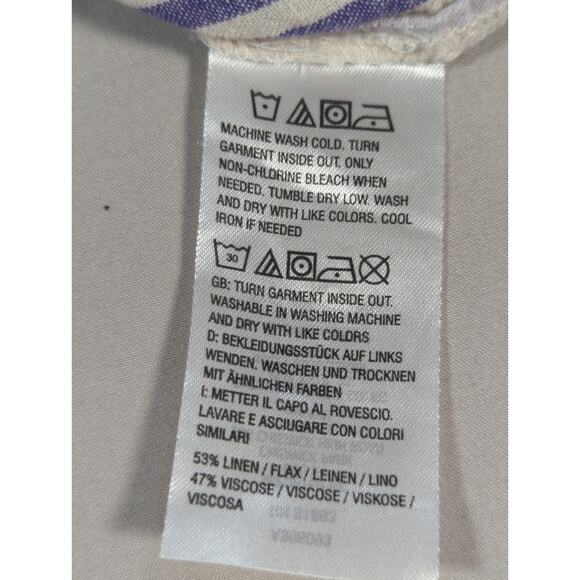 Naturals d&co Rainbow Striped Linen Blend Tunic Top Womens Large Popover Boho - Picture 3 of 16